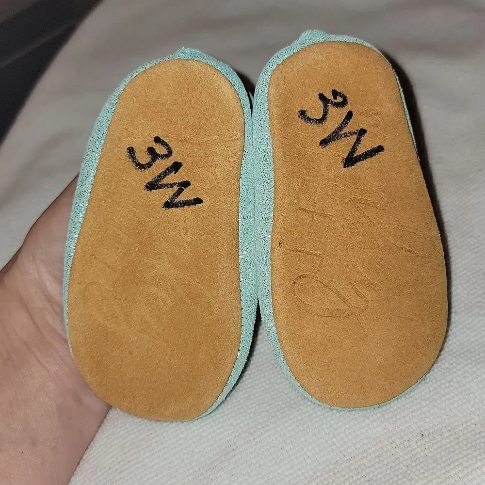 MONKEY FEET Baby Girl Soft Sole Ballerina Style Leather Moccasins 6-12 months